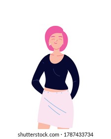 woman cartoon with pink hair design, Girl female person people human and social media theme Vector illustration