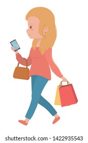 woman cartoon with smartphone design