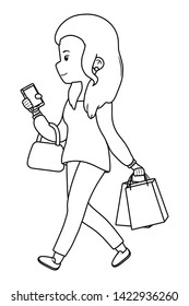 Woman cartoon with smartphone design