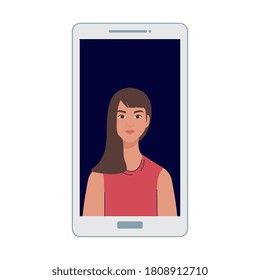 woman cartoon in smartphone design, Girl female person people human and social media theme Vector illustration