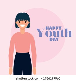 woman cartoon smiling of happy youth day design, Young holiday and friendship theme Vector illustration