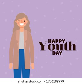 woman cartoon smiling of happy youth day design, Young holiday and friendship theme Vector illustration