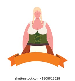 woman cartoon with traditional cloth design, Oktoberfest germany festival and celebration theme Vector illustration