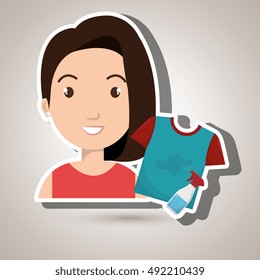 woman cartoon tshirt bottle spray