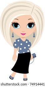 Woman cartoon. vector, no gradient, colour full