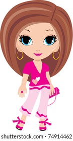 Woman cartoon. vector, no gradient, colour full