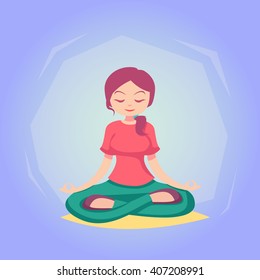 woman cartoon Yoga pose skill vector illustration esp10