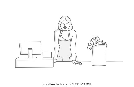 1,265 Cashier drawing Images, Stock Photos & Vectors | Shutterstock