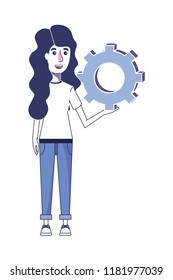 woman with casual clothes and industry gear