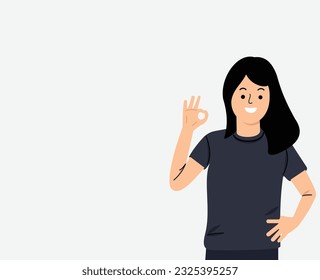 woman casual showing gesture ok sign