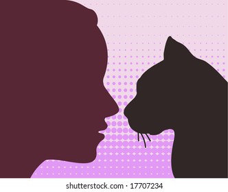 woman & cat