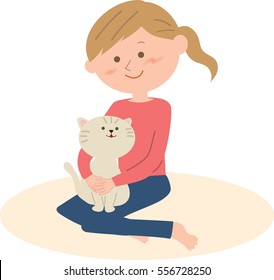 woman with a cat