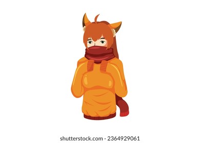 Woman in Cat Costume Character Illustration