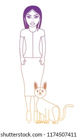 woman and cats design