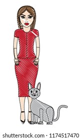 woman and cats design