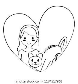 woman and cats design
