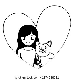 woman and cats design