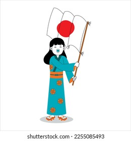Woman celebrate japan independence day