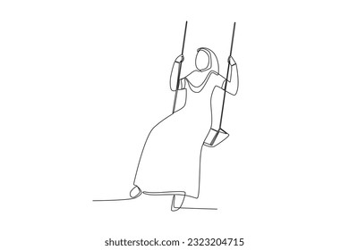 A woman celebrates Haryali Teej. Teej one-line drawing