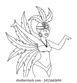 woman celebrating brazil carnival in black and white