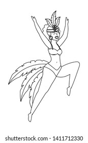 woman celebrating brazil carnival in black and white