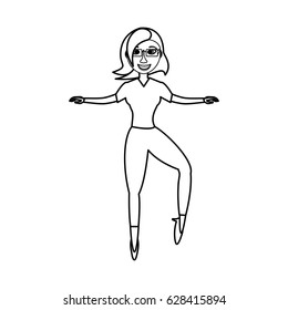 Woman celebrating cartoon