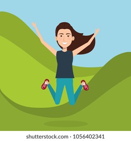 woman celebrating in the field