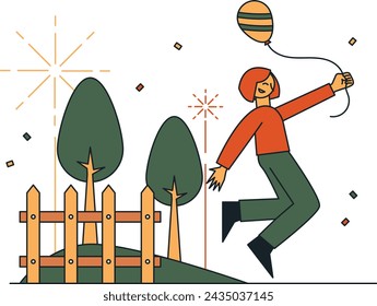 Woman celebrating party in park