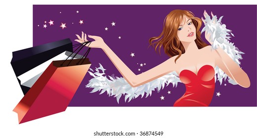 Woman celebrating shopping success