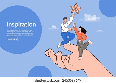 Woman celebrating victory. Businessman smiling and holding a victory star. Business winner concept. Success and achievement. Online course education. Employee success recognition. Vector graphics. 
