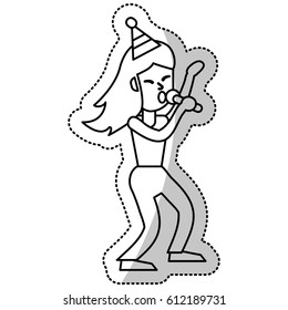 woman celebration dance cheerful outline