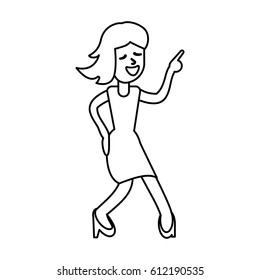 woman celebration dance cheerful outline