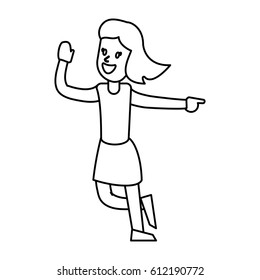 woman celebration dance cheerful outline