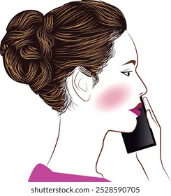 Woman With Cell Phone Image Minimalist