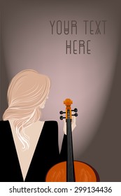 Woman with the cello. Vector with 