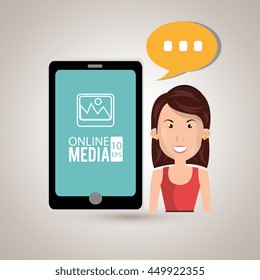 woman with cellphone isolated icon design, vector illustration  graphic 