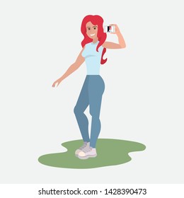 woman with cellphone taking selfie