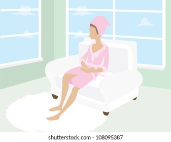 Woman in Chair in Robe