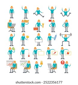 woman character avatars in various pose illustration