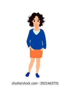 Woman character body flat illustration vector icon isolated on white person avatar