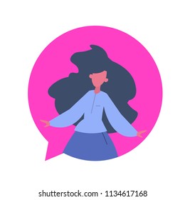 woman character chat bubble female avatar isolated cartoon portrait flat vector illustration
