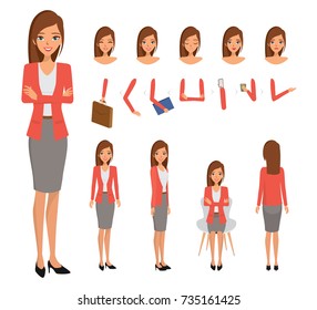 Woman Character Different Poses Creation Character Stock Vector ...