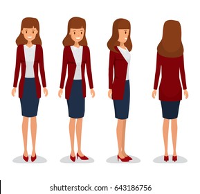 Woman character constructor for different view. Illustration vector isolated on white background.