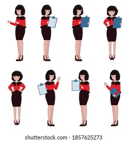 Woman character creation in office style concept. Creative idea design for template, brochure or presentation.