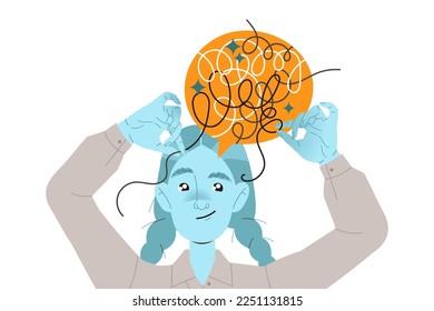 Frauencharter mit kreativem Denken als Mindset-Modell in ihrer Head-Vektorgrafik