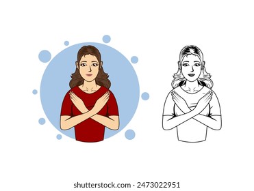 Woman Character Cross Arm Design Illustration vector eps format , suitable for your design needs, logo, illustration, animation, etc.