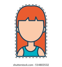 woman character with cutting line