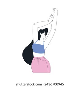 Woman Character Dance Happily at Beach Party Vector Illustration