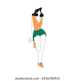 Woman Character Dance Happily at Beach Party Vector Illustration
