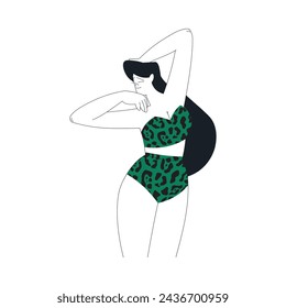 Woman Character Dance Happily at Beach Party Vector Illustration